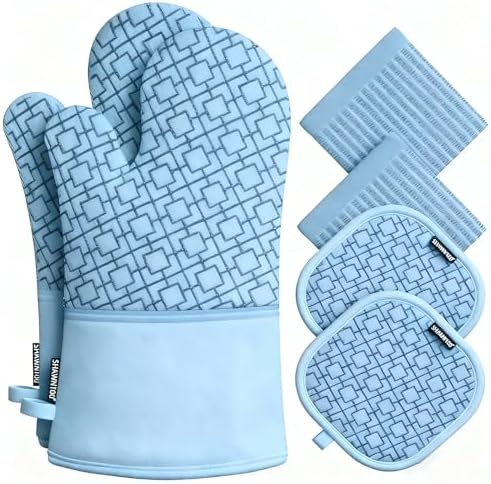 Oven Mitts and Pot Holders Sets 6pcs, Kitchen Oven Glove, High Heat Resistant by OvenMitts