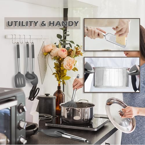 E-far Silicone Cooking Utensils Set, 30-Piece Gray Kitchen Utensils Set - Image 5