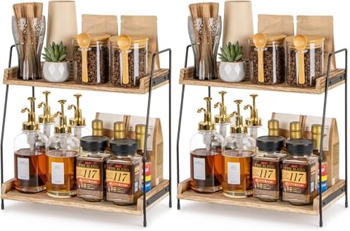 ANBOXIT Countertop Coffee Station Organizer, 2 Tier Wooden Shelf by ANBOXIT