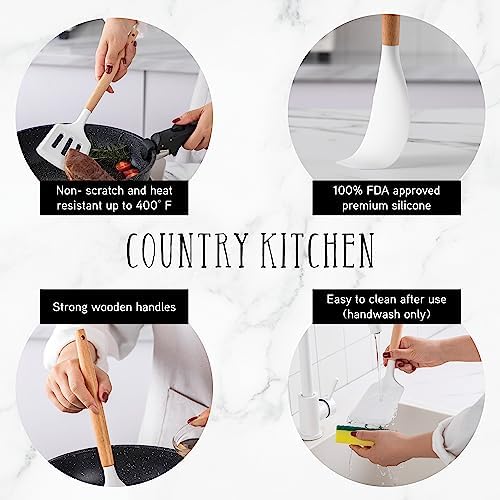 Country Kitchen Non Stick Silicone Utensil Set - Image 4