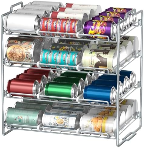 4 Tiers Stackable Can Rack Organizer, Wear-resistant Upgrade Beverage Food Can by Sulishang