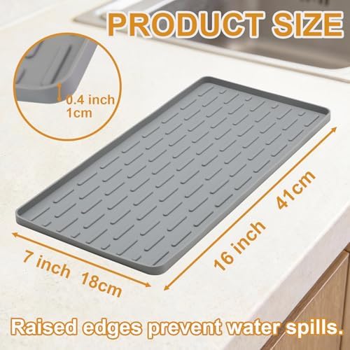Silicone Coffee Mat 16 x 7 in Classic Grey - Image 2