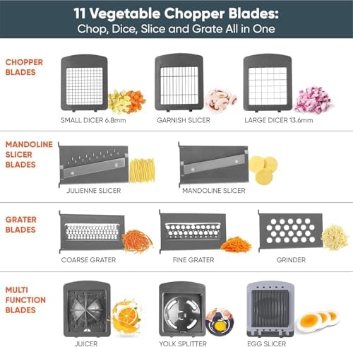 RüK Vegetable Chopper Slicer Onion Dicer, 11 Blades, Egg Separator & Slicer - Image 3