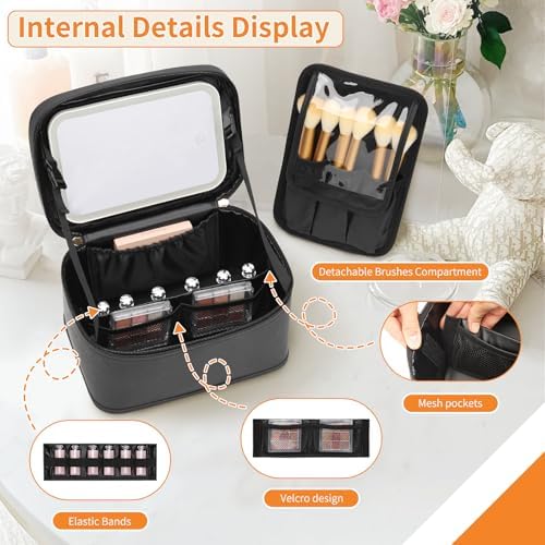 OCHEAL Makeup Bag With LED Mirror, Travel Makeup Bag With 3 Color Setting Light - Image 2