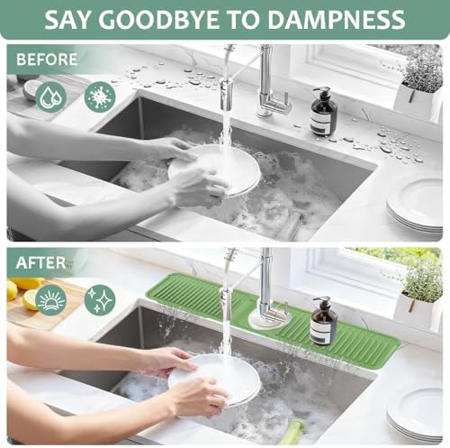 24 Inch Silicone Faucet Mat for Kitchen Sink Splash Guard Folding Faucet Mat - Image 4