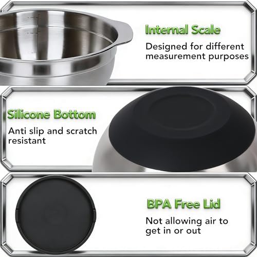 304 Stainless Steel Colander, 5 QT Large Capacity and 5QT Mixing Bowl, 2mm - Image 6