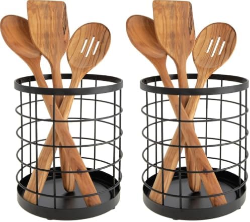 InterDesign iDesign Kitchen Crock Utensil Holder, Matte Black, Utensil Holder by iDesign