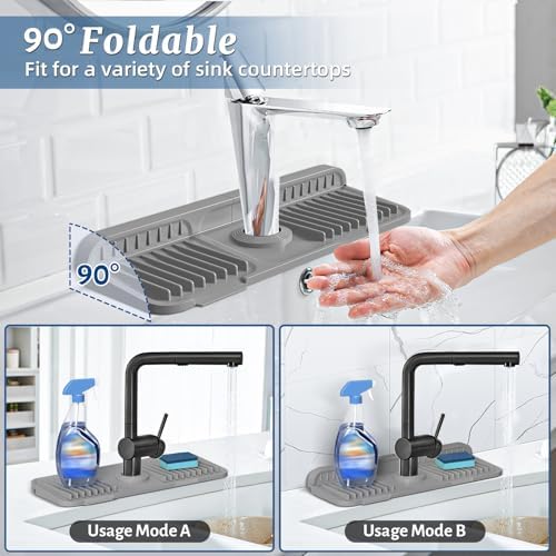 PoYang 14.6 Inch Faucet Mat for Kitchen Sink Splash Guard - Image 2