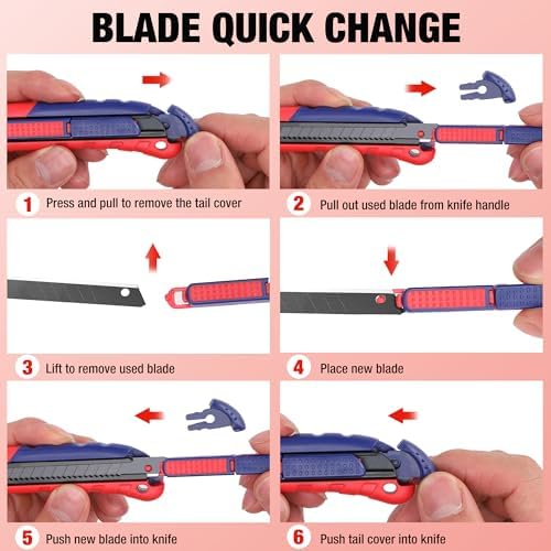 WORKPRO 2-In-1 Safety Utility Knife Retractable Snap-off blade, Metal Box - Image 7