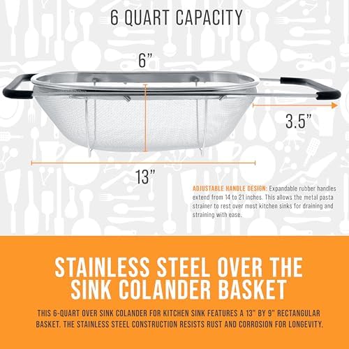 U.S. Kitchen Supply Stainless Steel Colander Strainer - Image 4