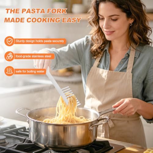 304 Stainless Steel Pasta Server, Easy Spaghetti Serving Fork - Image 6