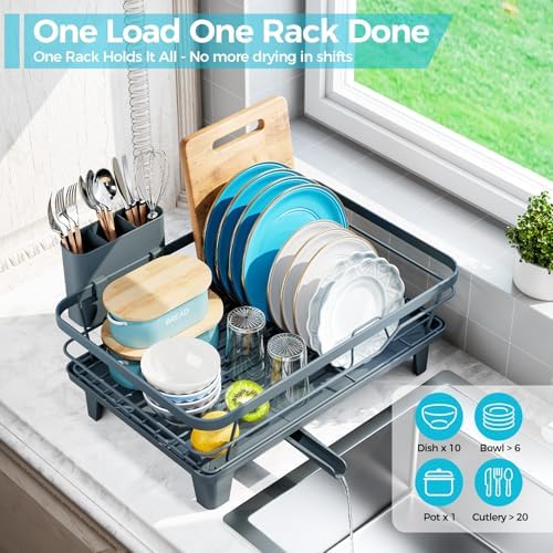 Urakify Dish Drying Rack for Kitchen Counter, 16.5" L x 12.2" W - Image 3