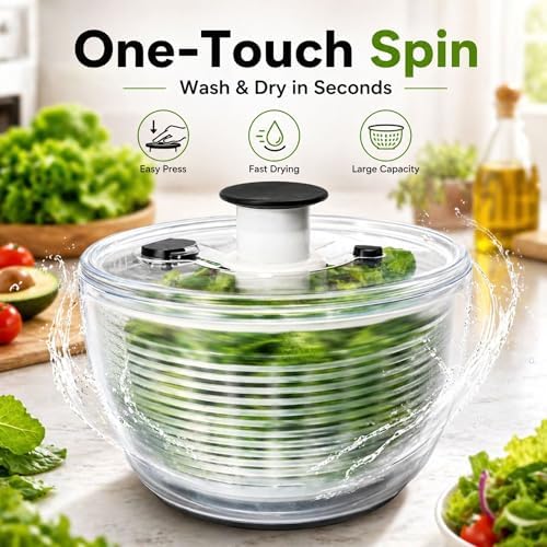 Good Grips Salad Spinner 6.3 Qt – Large Lettuce Spinner & Salad Cleaner - Image 5