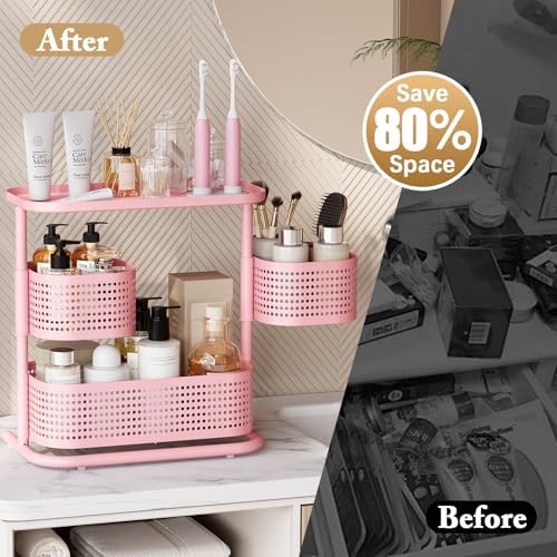 KINGRACK Metal Bathroom Counter Organizer，Rotating Countertop Storage Shelf - Image 6