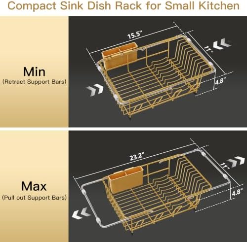 JASIWAY Gold Dish Drying Rack in Sink, Dish Drainer - Image 4