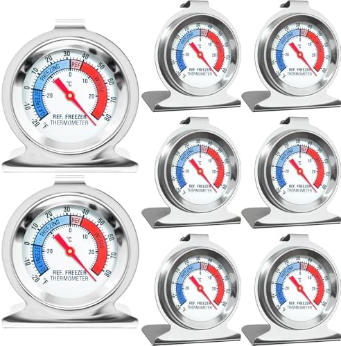 8 Pack Refrigerator Freezer Thermometer Large Dial Fridge Thermometer by Unknown