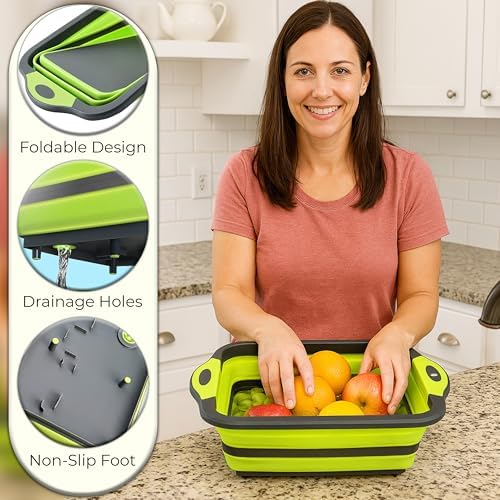 SSKT 3-in-1 Collapsible Cutting Board – Multifunctional Kitchen Sink Tub Basin - Image 3