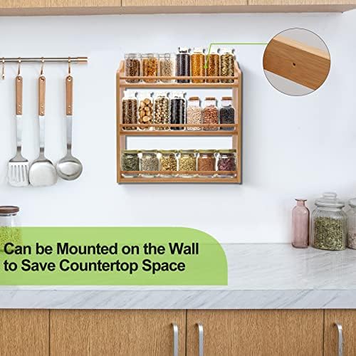 3 Tier Bamboo Spice Rack Wall Mount or Countertop, Spice Organizer - Image 4