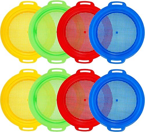 8 Pack Sand Sifter Sieves for Kids Beach Toys, 9.75 x 8.75 Inch Plastic Sand by Suwimut