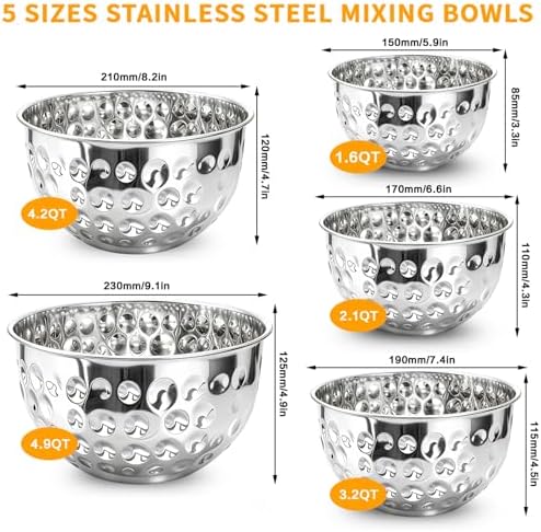 Stainless Steel Mixing Bowls Set of 5 - Image 2