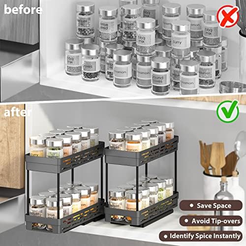 Pull Out Spice Rack Organizer for Cabinet, 3 Packs Slide Out Spice Racks - Image 6