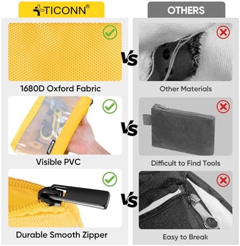 TICONN 3PK Tool Pouches with Zipper, Waterproof 1680D Oxford Small Tool Bag - Image 5