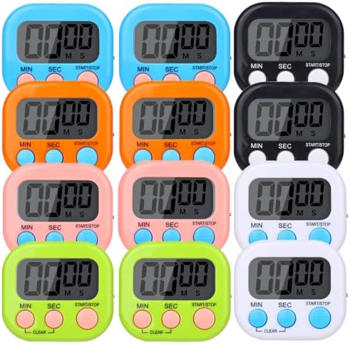 Mwellewm Digital Timers for Classroom Kids Kitchen Timers for Cooking 12 Pc by Mwellewm