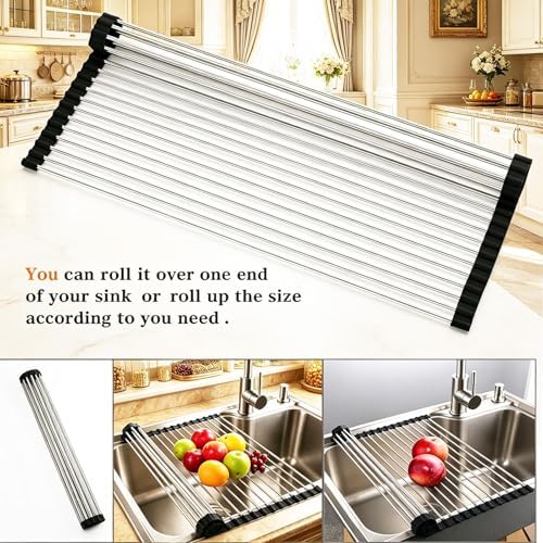 Ahyuan Roll up Dish Drying Rack Over The Sink Kitchen Roll up Sink Drying Rack - Image 4