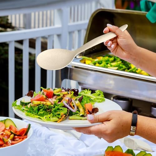 Reusable Plastic Serving Utensils Set of 24, Heavy Duty Wheat straw Large - Image 6