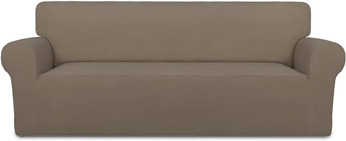 PureFit Stretch Oversized Couch Covers Fleece Sofa Slipcovers Natural | 1-Piece by PureFit