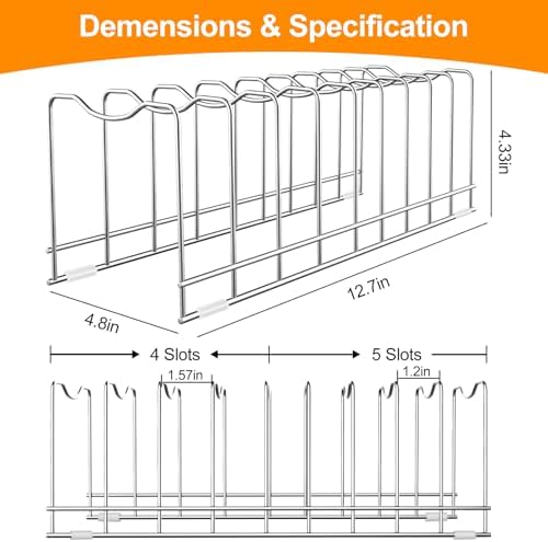FLSEPAMB Lid Organizer Pot Lid Organizer 10-Tier Pot Lid Rack Holder Suitable - Image 4