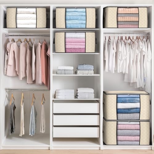 90L Large Storage Bags, 4 Pack Clothes Storage Bins Closet Organizers - Image 5
