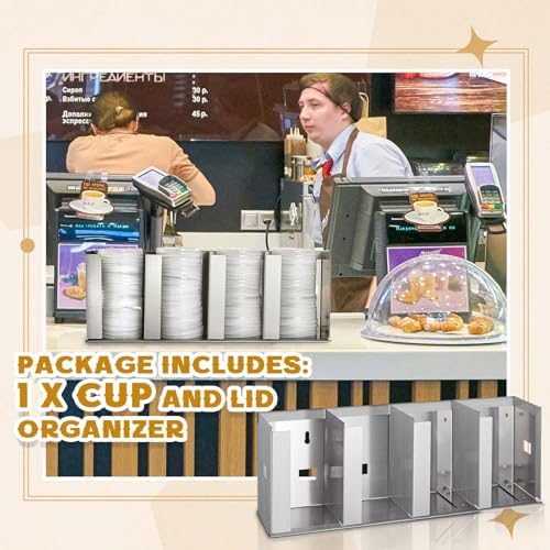 Hicarer 4 Compartments Stainless Steel Cup and Lid Holder - Image 3