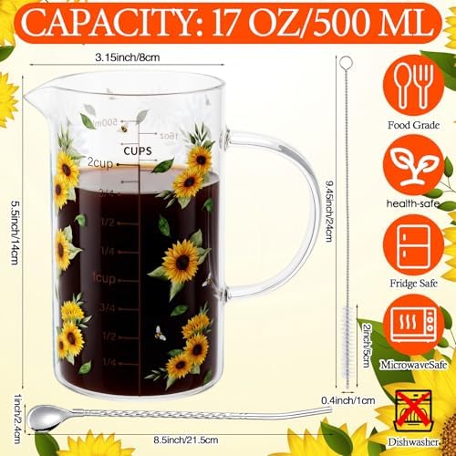 Zhehao Glass Measuring Cup, 16oz/2cups/500ml Easy to Read - Image 2