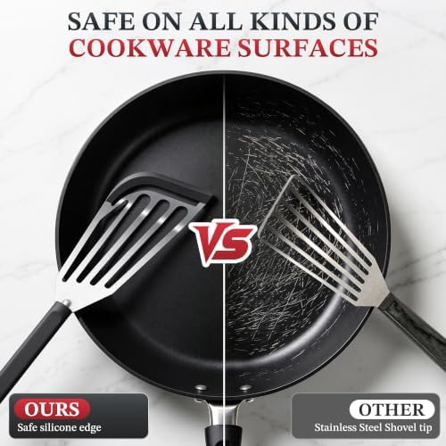 2Pcs Silicone Fish Spatula for Nonstick Cookware, Slotted Turner for Cooking - Image 7