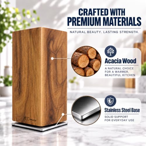 Dmore magnetic knife block without knives 360° rotatable knife holder stand - Image 6
