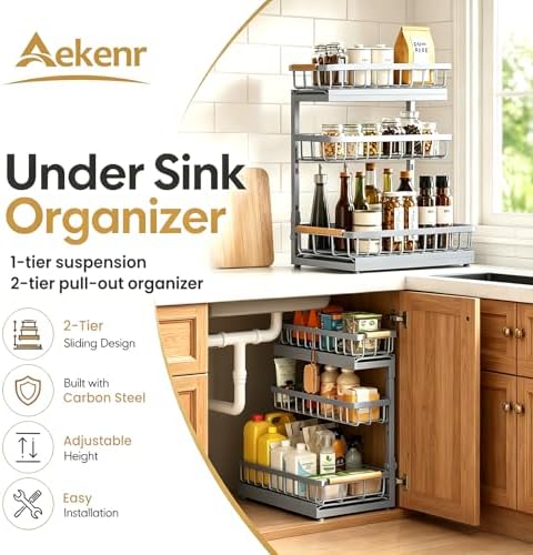 Under Sink Organizer for Kitchen and Bathroom Cabinet Pull Out storage - Image 2