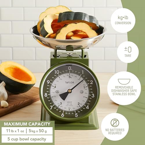 Taylor Analog Kitchen Scale, Stainless Steel Mechanical Food Scale - Image 2