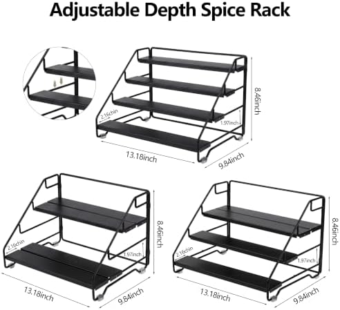 4-Tier Adjustable Depth Spice Rack Organizer - Image 2