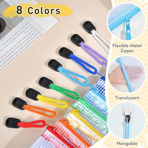 24pcs Mesh Zipper Pouch Bags, A3 Large Size Zippered Bags - Image 3