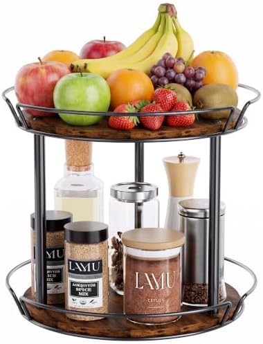 LAMU 2-Tier Lazy Susan Turntable Organizer, Spinning Spice Rack by YourHome-OrganizationHelper