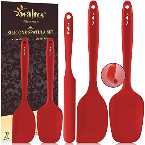 Walfos Silicone Spatula Set of 5-600°F Heat Resistant Kitchen Scraper Spatulas by Walfos