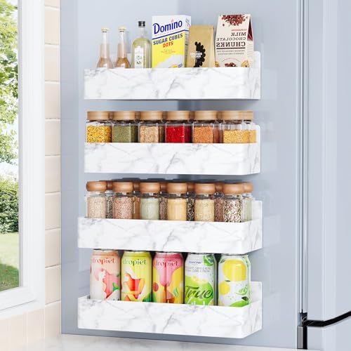 Mystozer Magnetic Spice Rack for Refrigerator Marble, 4 Pack by Mystozer