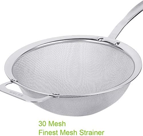 9" Large Mesh Strainer, Stainless Steel 18/8 Extra Fine Quinoa Sieve, - Image 3