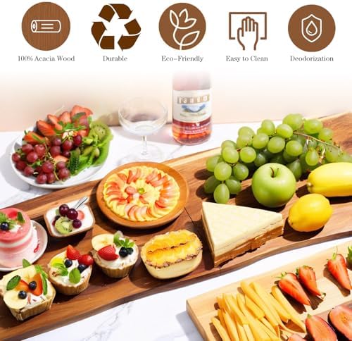 Large Charcuterie Board, 33 x 12 Inch Rectangular Foldable Acacia Wood Tray - Image 2