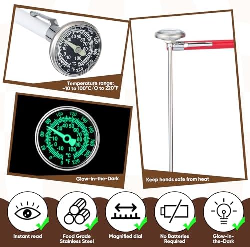 Xuhal 6 Pcs Kitchen Thermometer Glow Dial 5 Inch Stem - Image 3