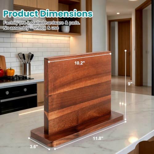 Magnetic Knife Block Wooden Knife Holder Rack - Image 2