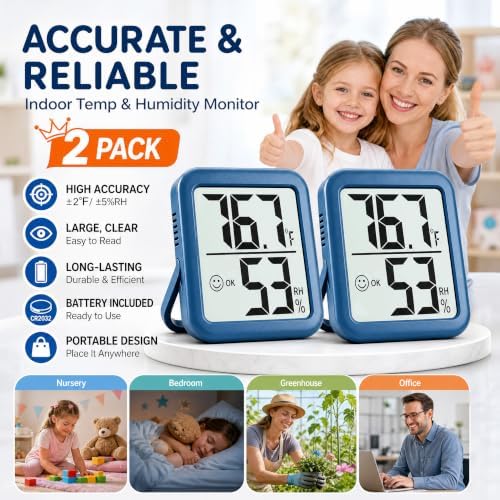Antonki 2 Pack Room Thermometer Indoor Hygrometer - Image 2