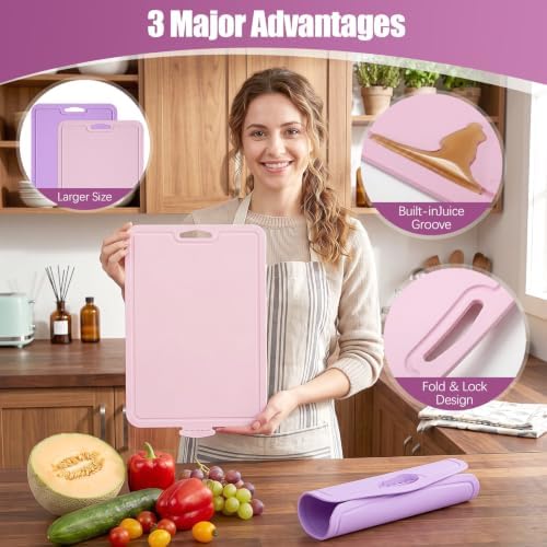 2 Pcs Extra Large Thick Silicone Cutting Boards, 14.3'' x 9.8'' - Image 5