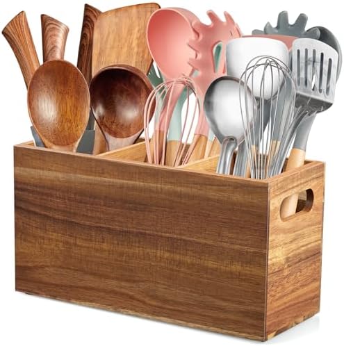 ALELION Acacia Wood Utensil Holder Organizer by ALELION